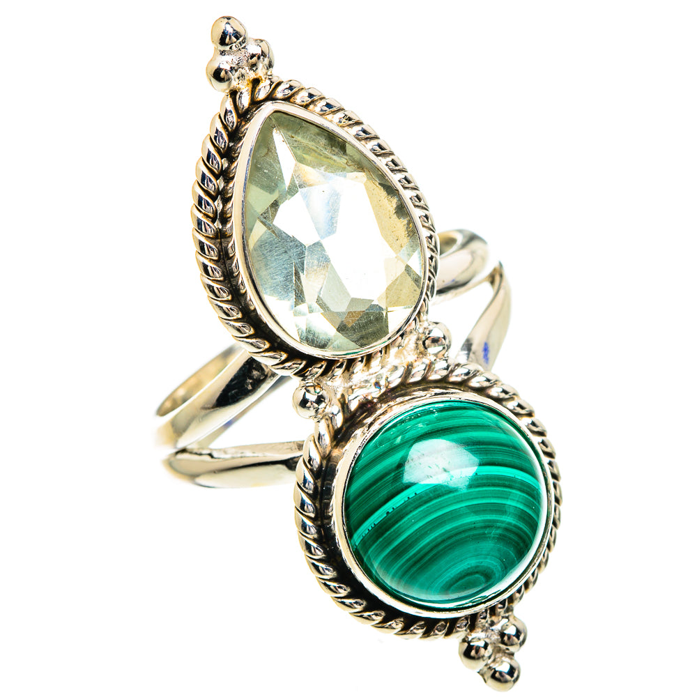 Malachite, White Quartz Rings handcrafted by Anasilvercos - RING85076