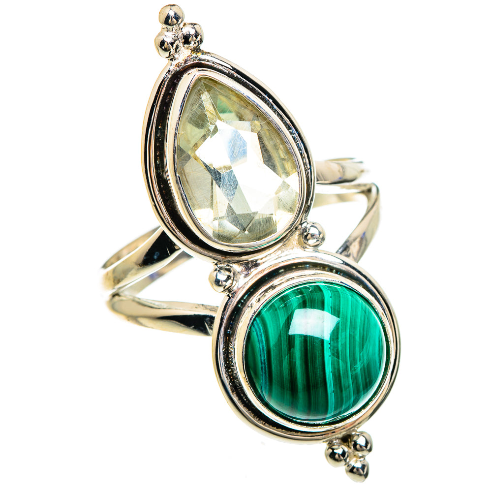 Malachite, White Quartz Rings handcrafted by Anasilvercos - RING85089
