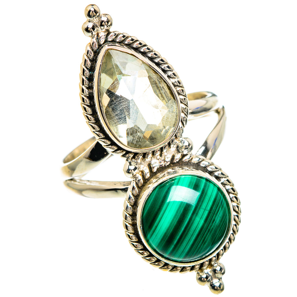 Malachite, White Quartz Rings handcrafted by Anasilvercos - RING85090
