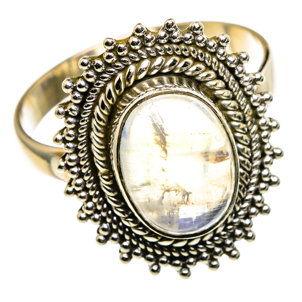 Rainbow Moonstone Rings handcrafted by Anasilvercos - RING85177