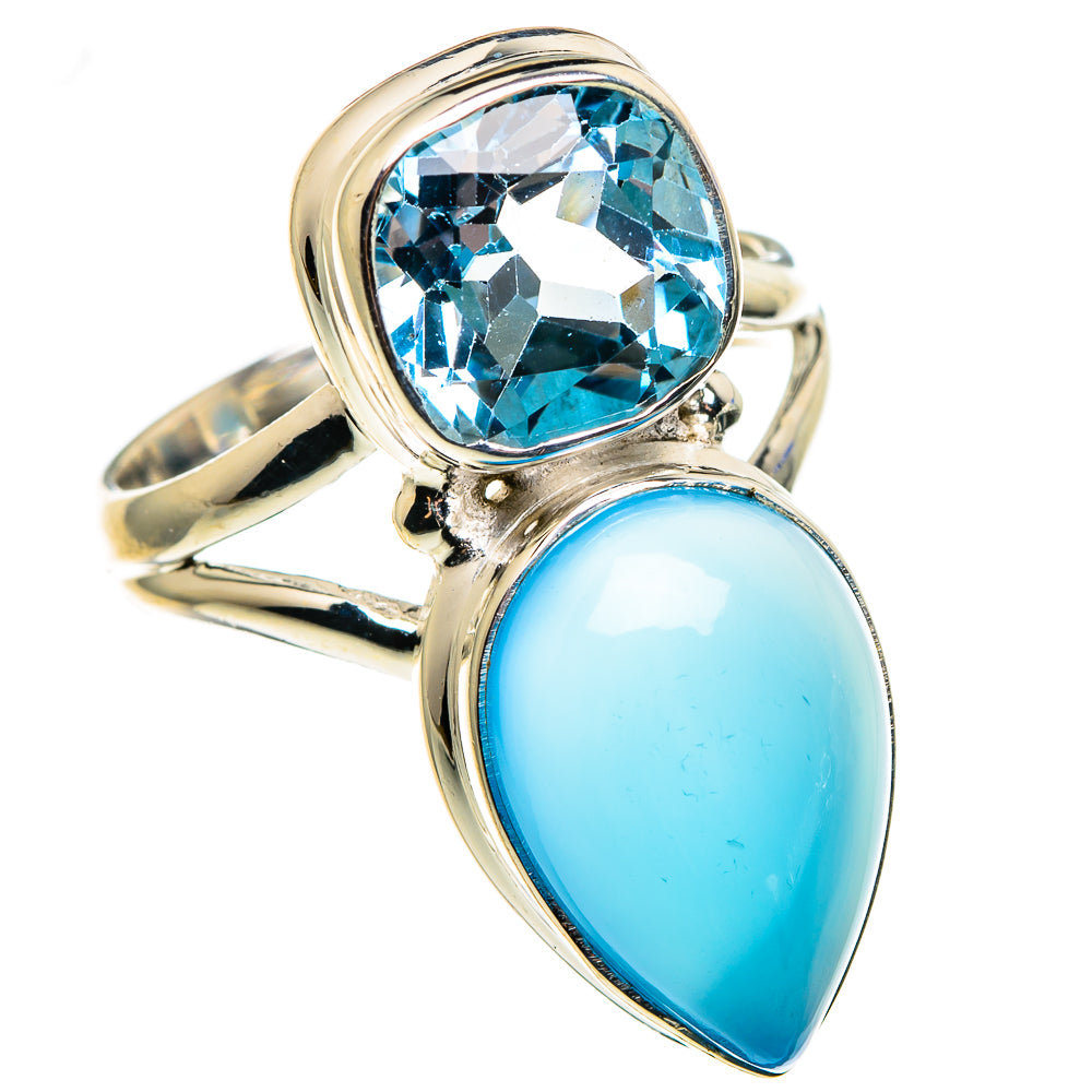 Aqua Chalcedony Rings handcrafted by Anasilvercos - RING85235