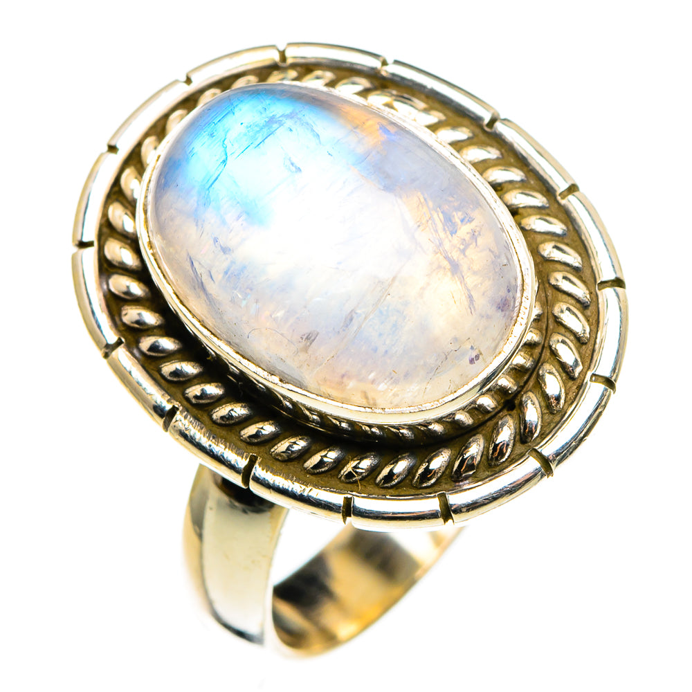 Rainbow Moonstone Rings handcrafted by Anasilvercos - RING85317