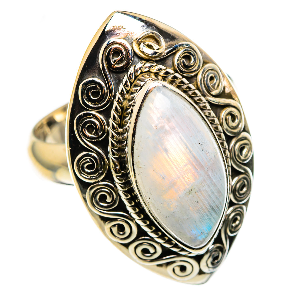 Rainbow Moonstone Rings handcrafted by Anasilvercos - RING85350