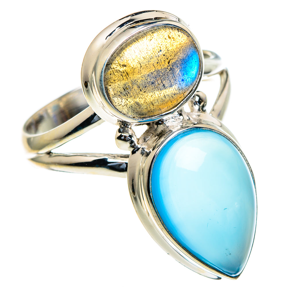 Aqua Chalcedony, Labradorite Rings handcrafted by Anasilvercos - RING85404