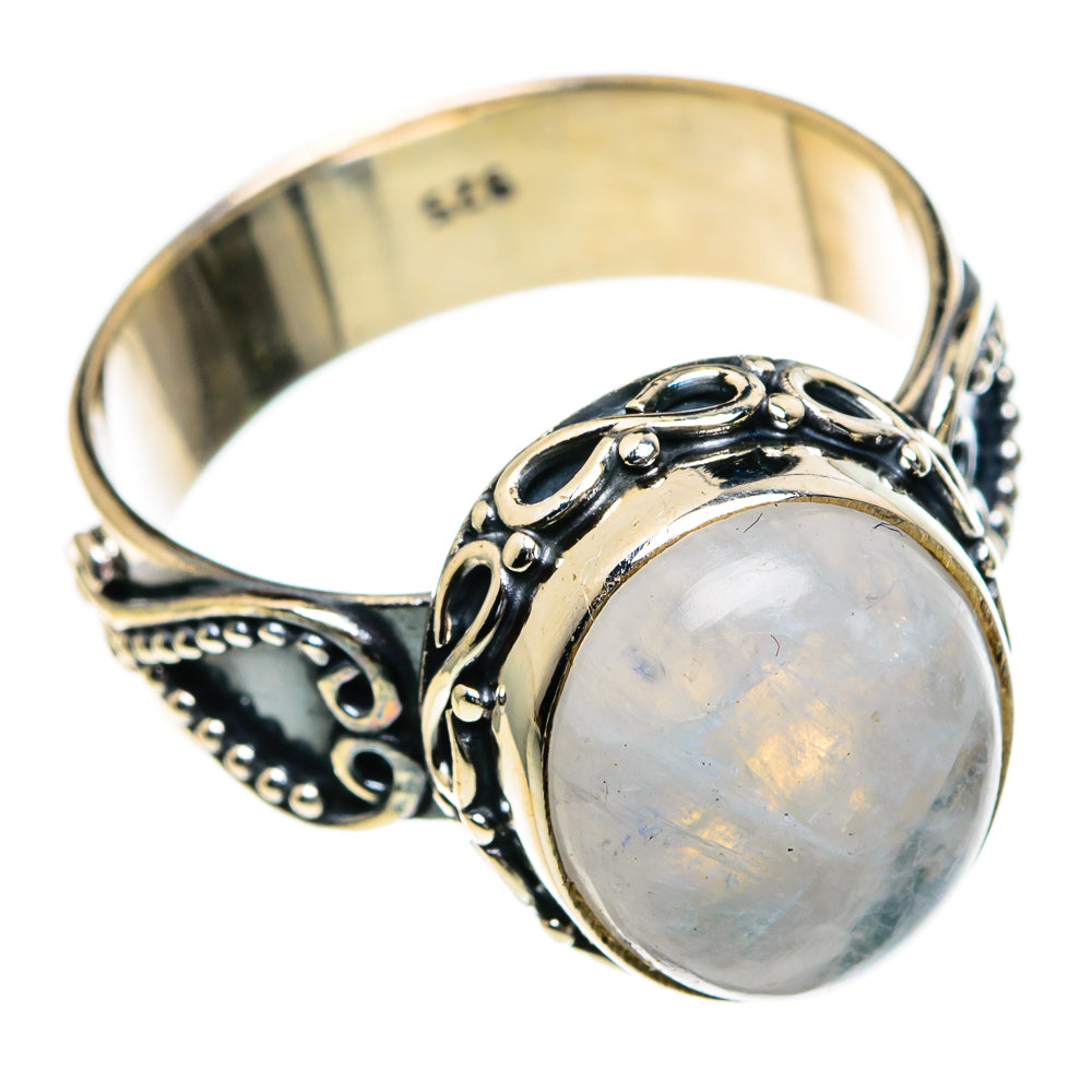 Rainbow Moonstone Rings handcrafted by Anasilvercos - RING85438