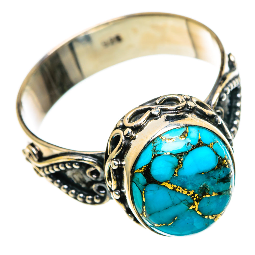 Blue Copper Composite Turquoise Rings handcrafted by Anasilvercos - RING85446