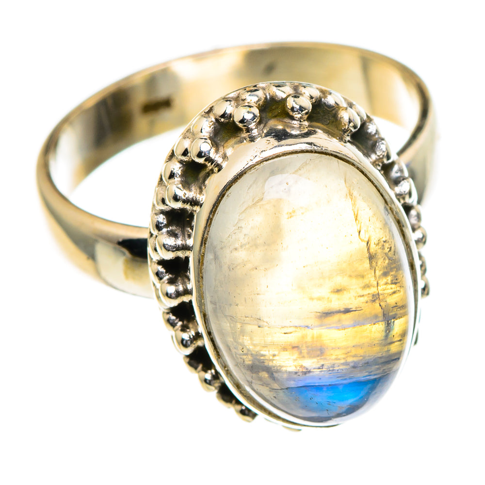 Rainbow Moonstone Rings handcrafted by Anasilvercos - RING85529