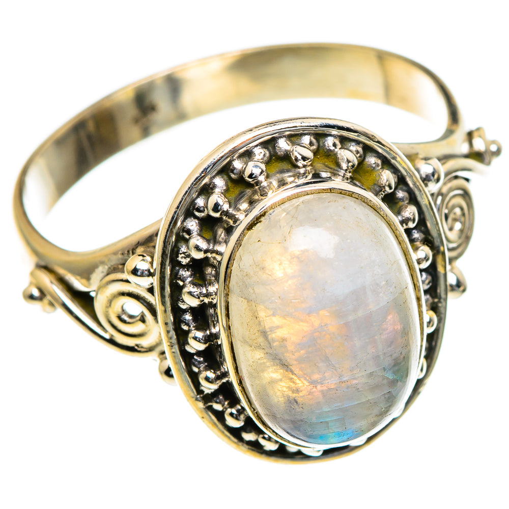 Rainbow Moonstone Rings handcrafted by Anasilvercos - RING85573