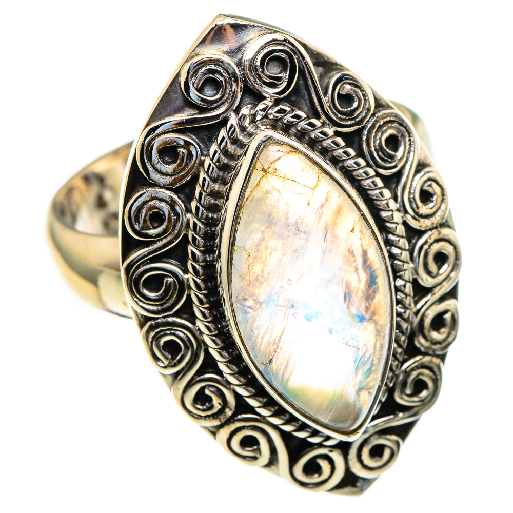 Rainbow Moonstone Rings handcrafted by Anasilvercos - RING85656