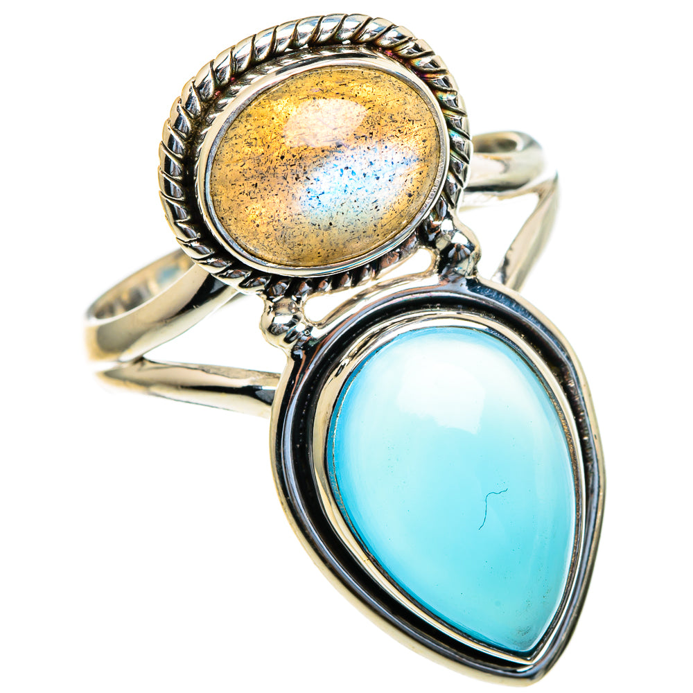 Larimar, Labradorite Rings handcrafted by Anasilvercos - RING85668