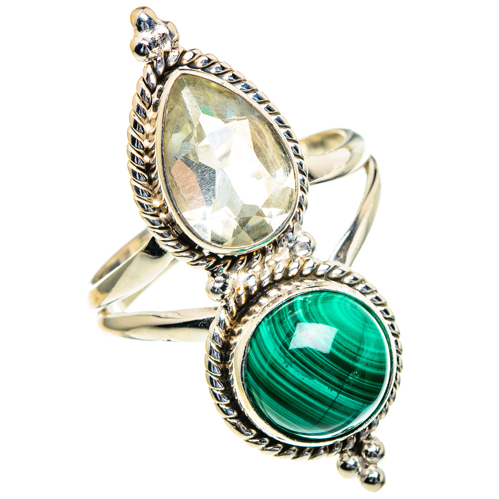 Malachite, Green Amethyst Rings handcrafted by Anasilvercos - RING85676