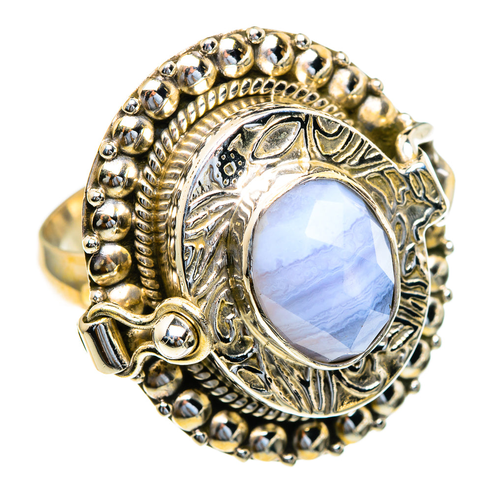 Blue Lace Agate Rings handcrafted by Anasilvercos - RING85685