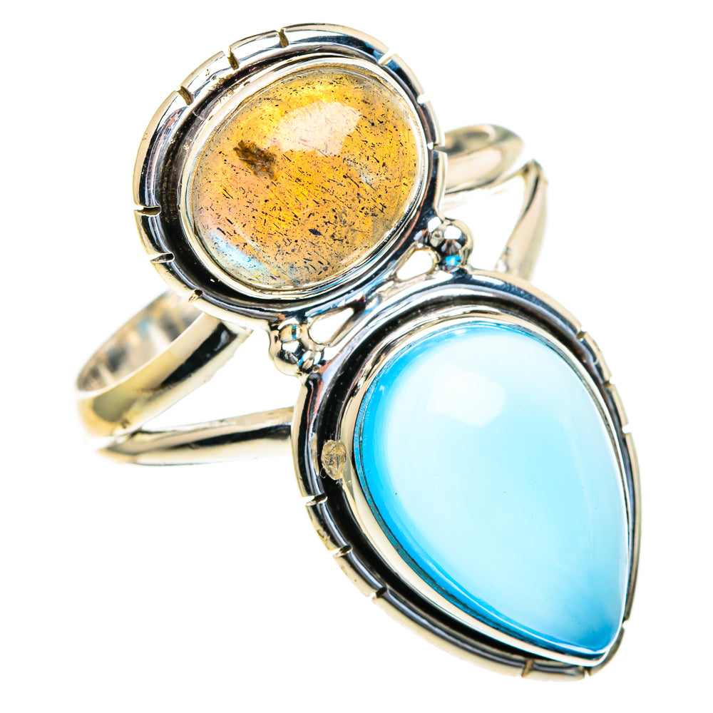 Aqua Chalcedony, Labradorite Rings handcrafted by Anasilvercos - RING85690