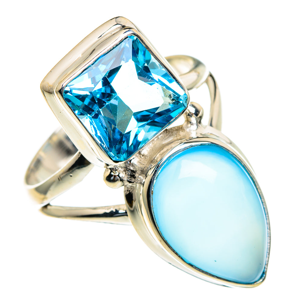Aqua Chalcedony, Blue Topaz Rings handcrafted by Anasilvercos - RING85692