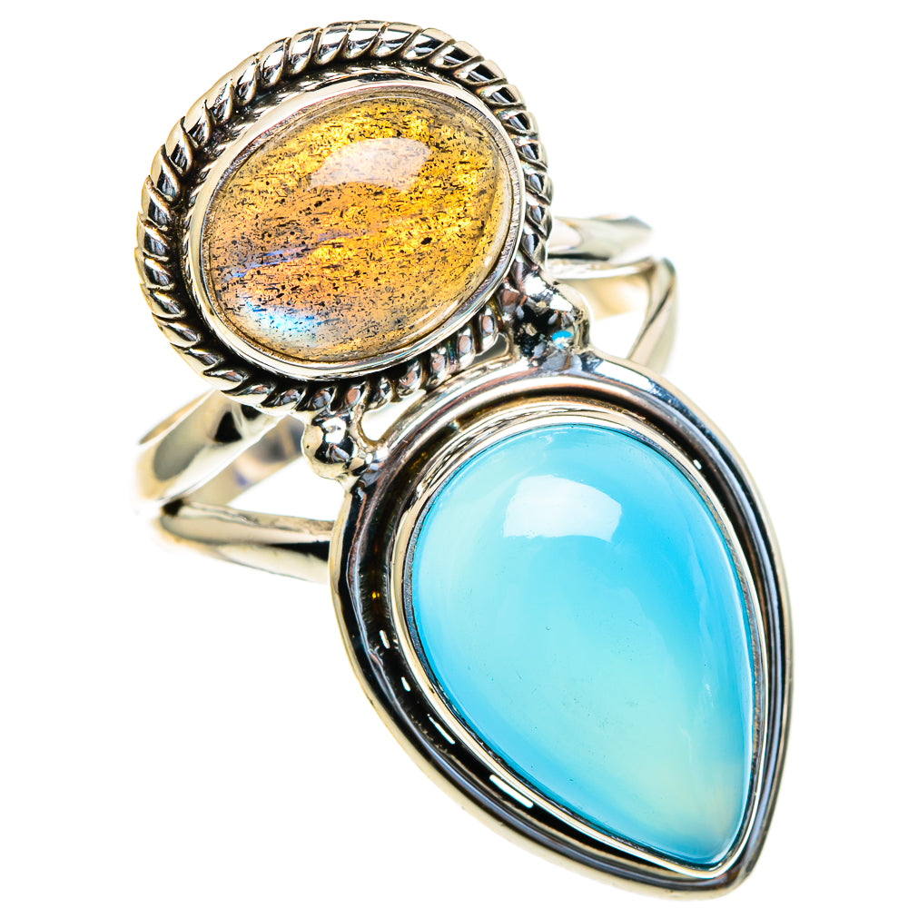 Aqua Chalcedony, Labradorite Rings handcrafted by Anasilvercos - RING85694