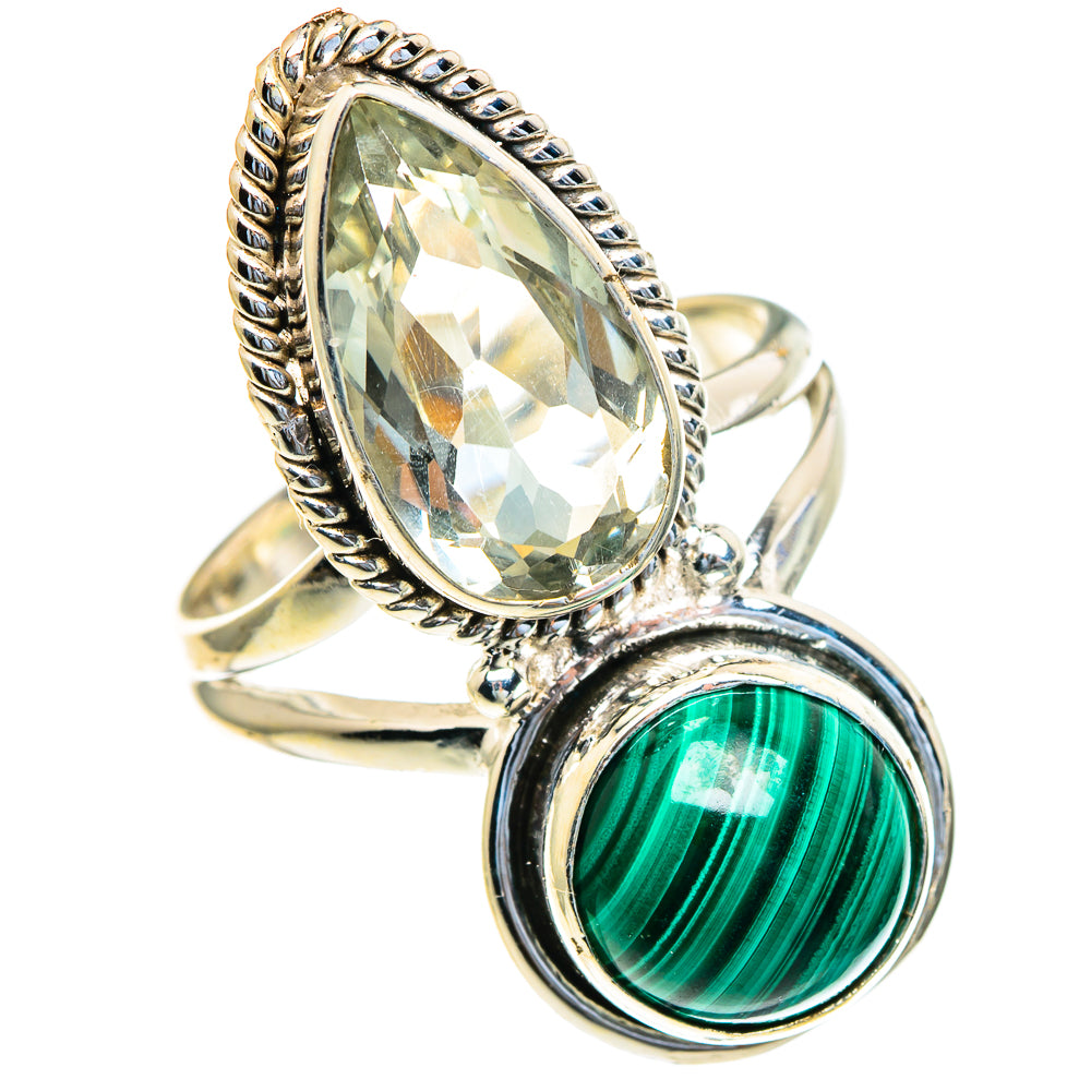 Malachite, Green Amethyst Rings handcrafted by Anasilvercos - RING85695