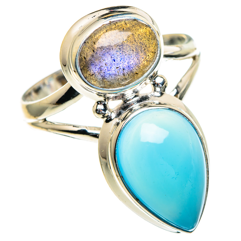 Aqua Chalcedony, Labradorite Rings handcrafted by Anasilvercos - RING85710