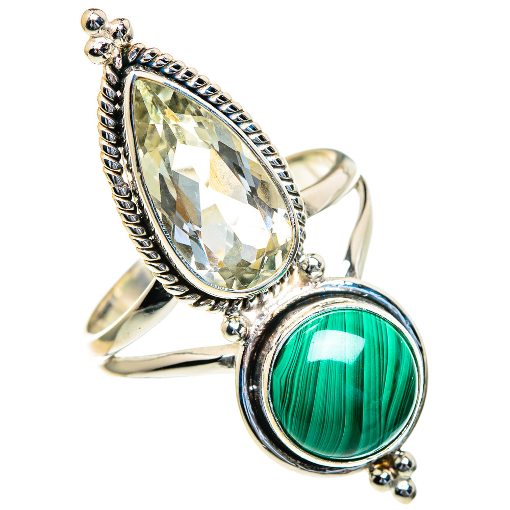 Malachite, Green Amethyst Rings handcrafted by Anasilvercos - RING85713