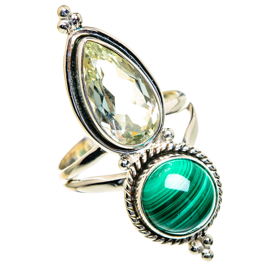 Malachite, Green Amethyst Rings handcrafted by Anasilvercos - RING85714