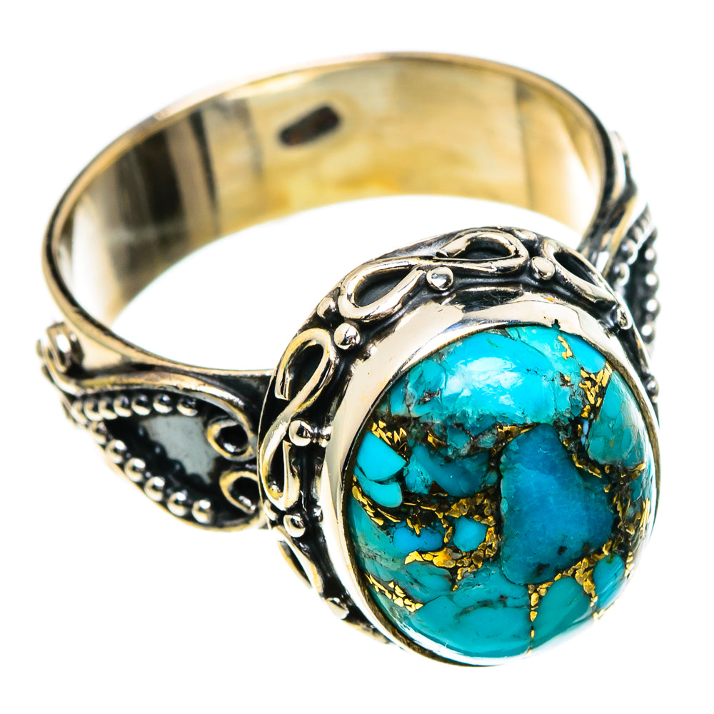 Blue Copper Composite Turquoise Rings handcrafted by Anasilvercos - RING85727
