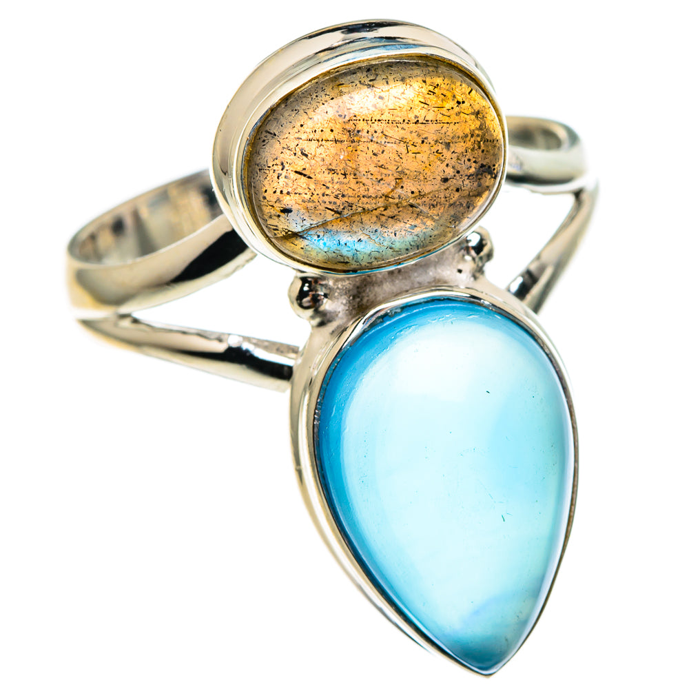 Aqua Chalcedony, Labradorite Rings handcrafted by Anasilvercos - RING85768