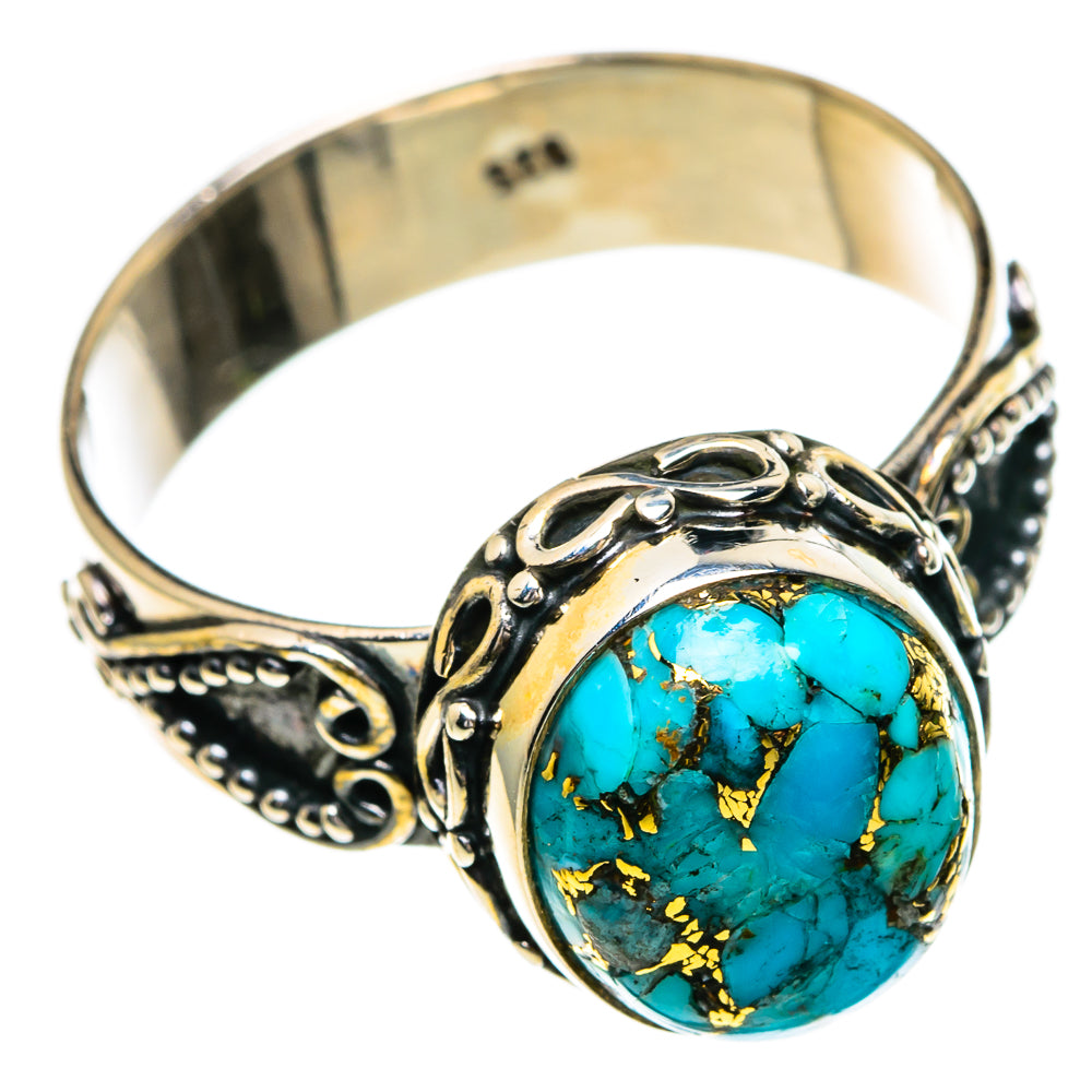Blue Copper Composite Turquoise Rings handcrafted by Anasilvercos - RING85774