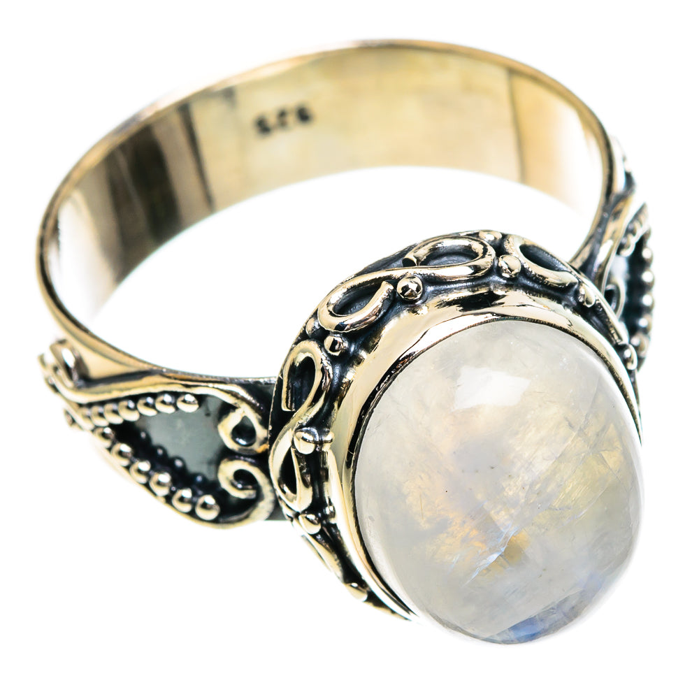Rainbow Moonstone Rings handcrafted by Anasilvercos - RING85804