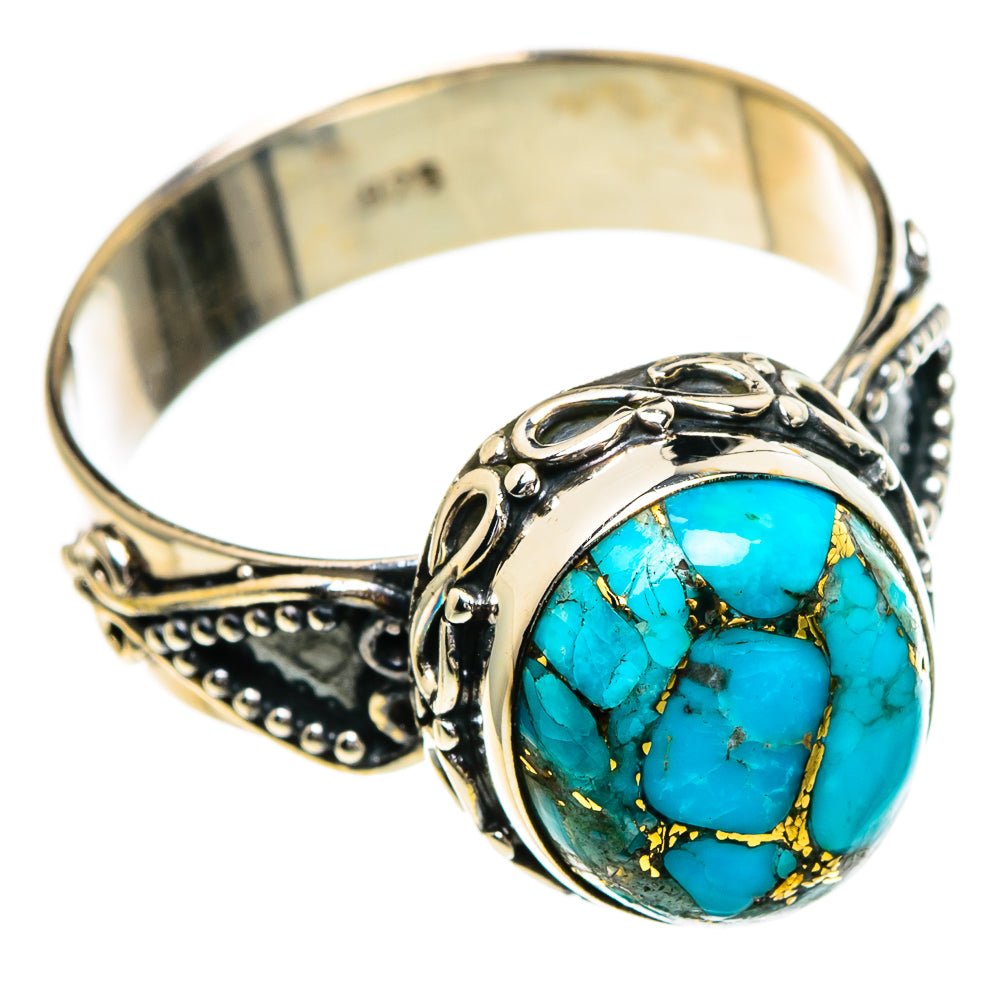 Blue Copper Composite Turquoise Rings handcrafted by Anasilvercos - RING85815