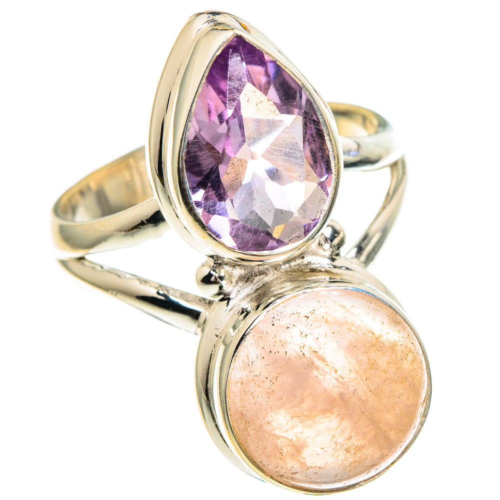Rose Quartz, Amethyst Rings handcrafted by Anasilvercos - RING85901