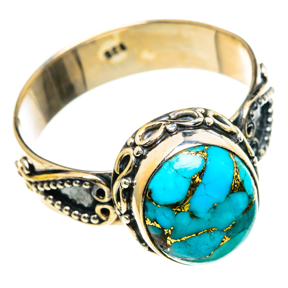 Blue Copper Composite Turquoise Rings handcrafted by Anasilvercos - RING85960