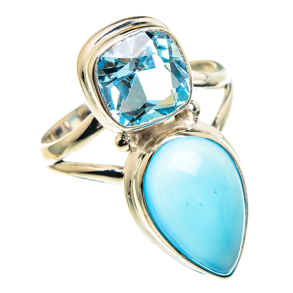 Aqua Chalcedony, Blue Topaz Rings handcrafted by Anasilvercos - RING85991