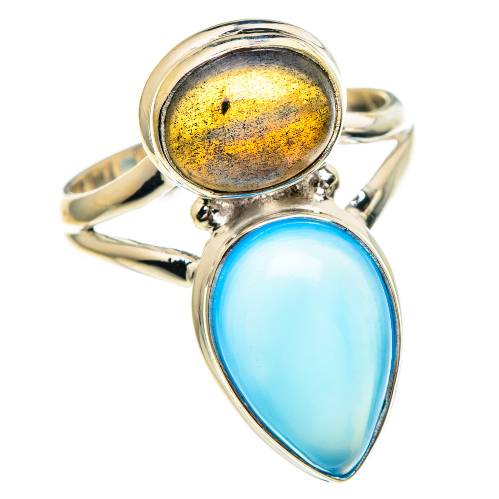 Aqua Chalcedony, Labradorite Rings handcrafted by Anasilvercos - RING85994