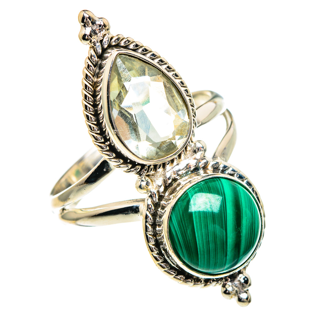 Malachite, Green Amethyst Rings handcrafted by Anasilvercos - RING85998