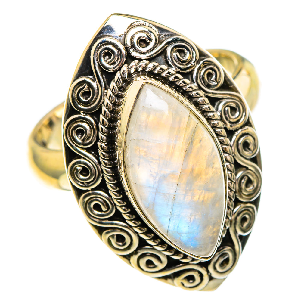 Rainbow Moonstone Rings handcrafted by Anasilvercos - RING86018