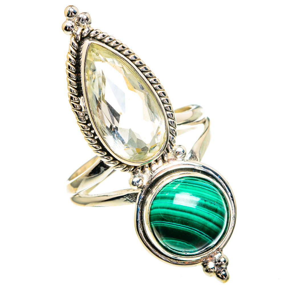 Malachite, White Quartz Rings handcrafted by Anasilvercos - RING86029