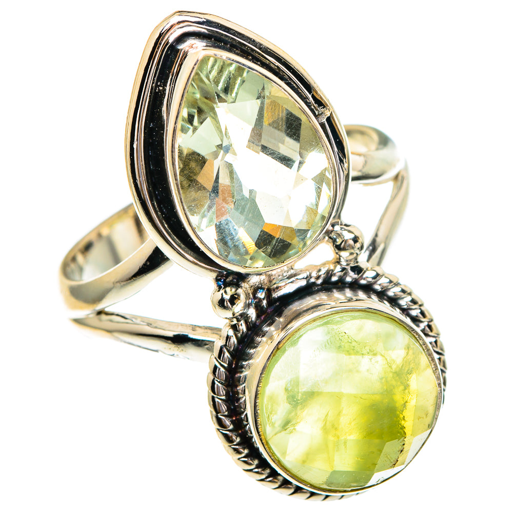 Prehnite, Green Amethyst Rings handcrafted by Anasilvercos - RING86031