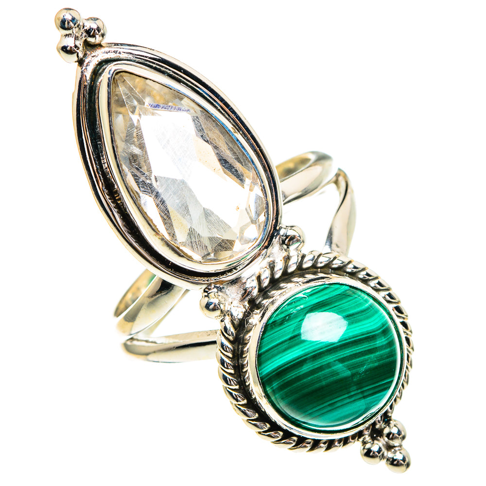 Malachite, White Quartz Rings handcrafted by Anasilvercos - RING86032