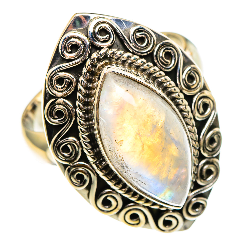 Rainbow Moonstone Rings handcrafted by Anasilvercos - RING86041