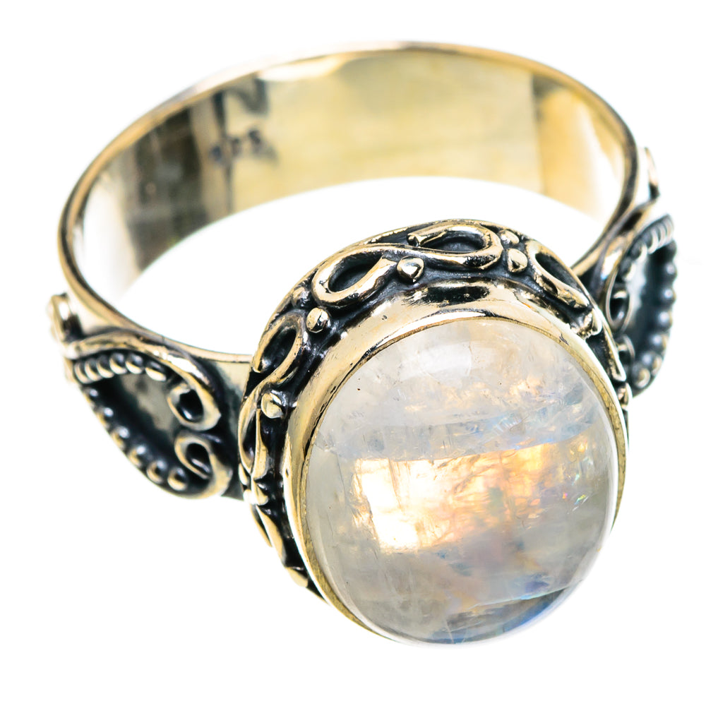 Rainbow Moonstone Rings handcrafted by Anasilvercos - RING86277