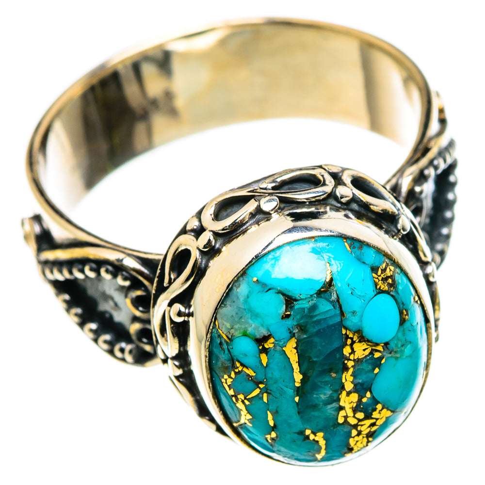 Blue Copper Composite Turquoise Rings handcrafted by Anasilvercos - RING86889