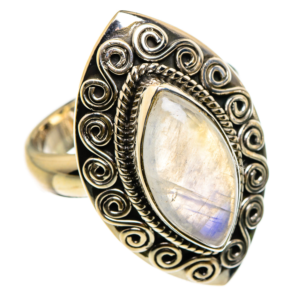 Rainbow Moonstone Rings handcrafted by Anasilvercos - RING86913
