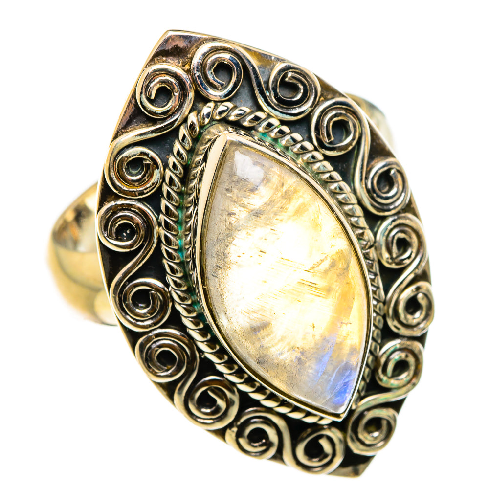 Rainbow Moonstone Rings handcrafted by Anasilvercos - RING86955