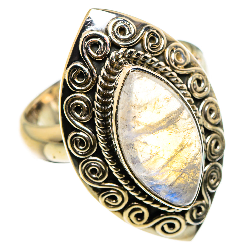 Rainbow Moonstone Rings handcrafted by Anasilvercos - RING86997