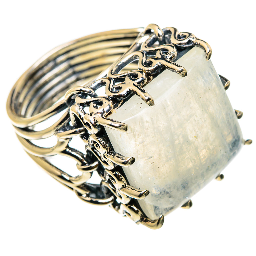 Rainbow Moonstone Rings handcrafted by Anasilvercos - RING87012