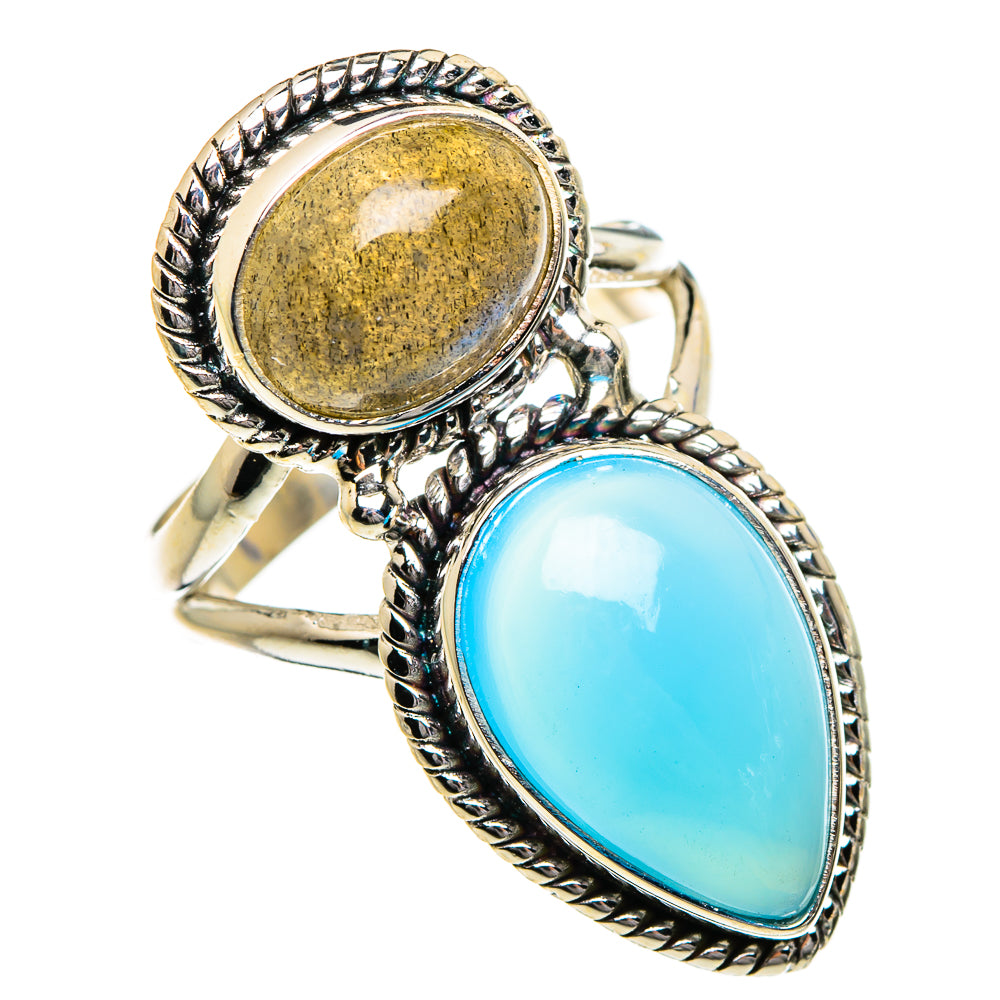 Aqua Chalcedony Rings handcrafted by Anasilvercos - RING87223
