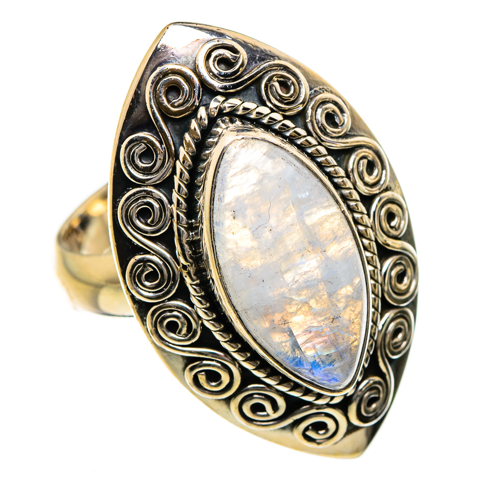 Rainbow Moonstone Rings handcrafted by Anasilvercos - RING87271