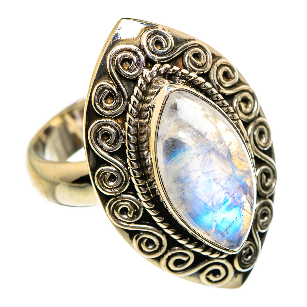 Rainbow Moonstone Rings handcrafted by Anasilvercos - RING87298