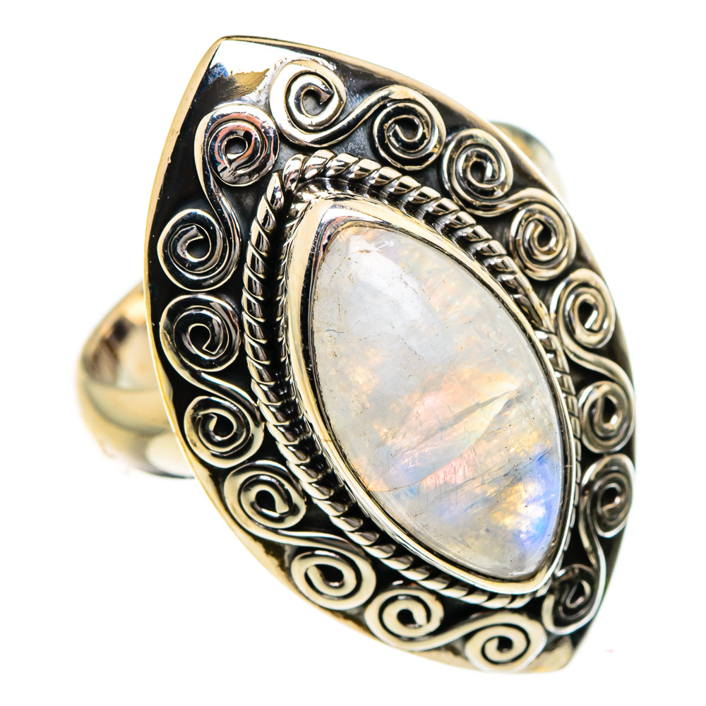 Rainbow Moonstone Rings handcrafted by Anasilvercos - RING87337