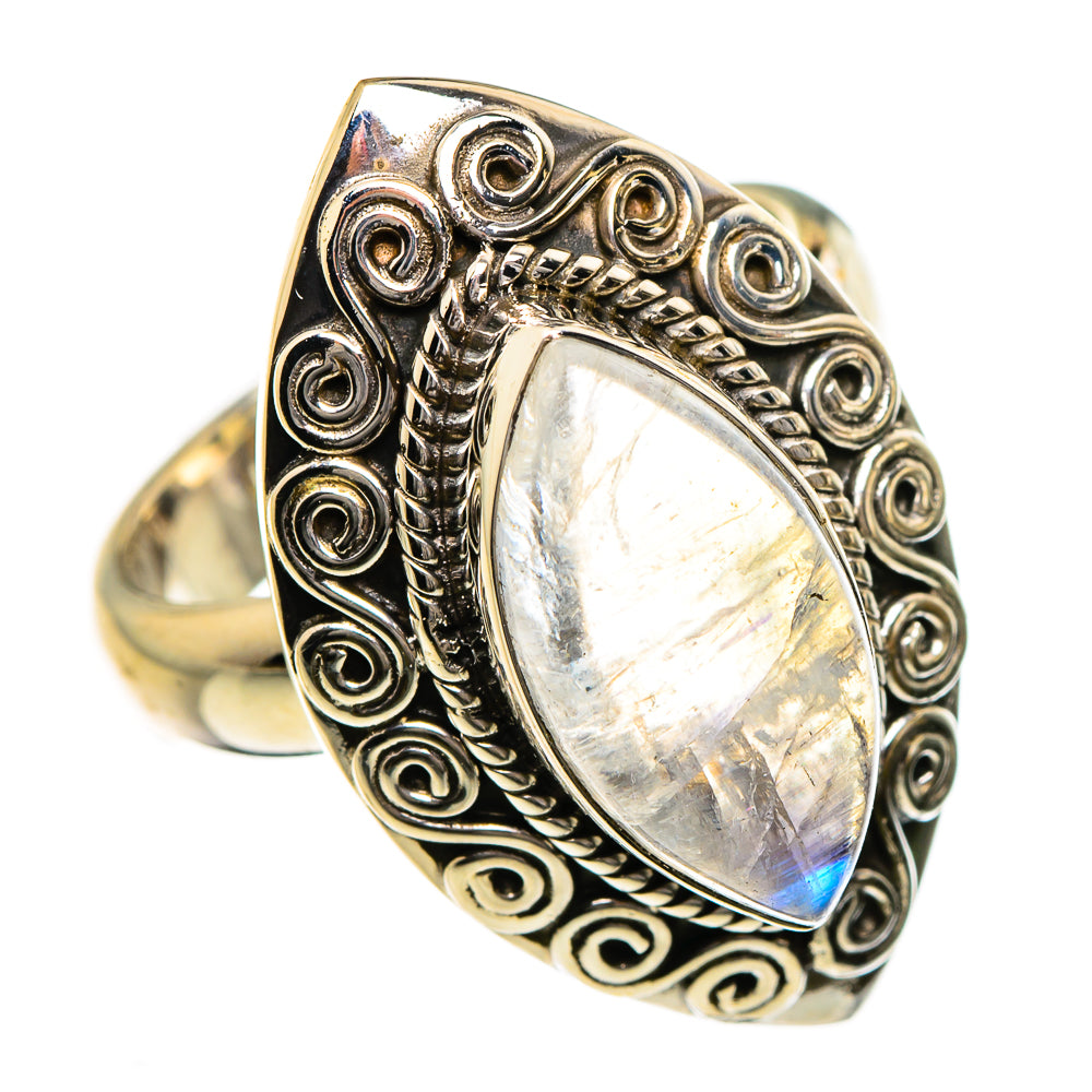 Rainbow Moonstone Rings handcrafted by Anasilvercos - RING87345