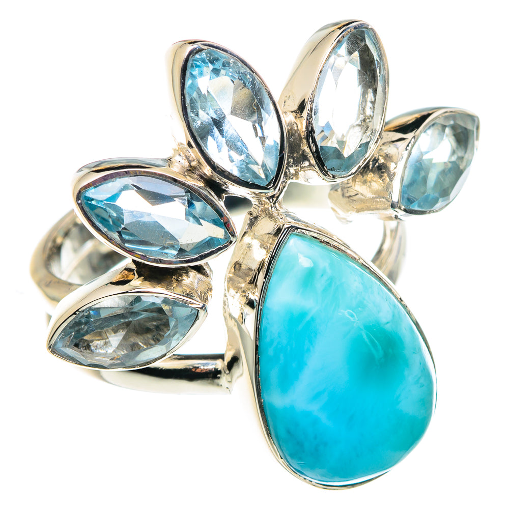 Larimar, Blue Topaz Rings handcrafted by Anasilvercos - RING87361